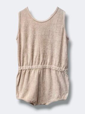 The Simple Folk Romper Kids 6-7 Ecru Organic Cotton Terry Minimalist One Piece